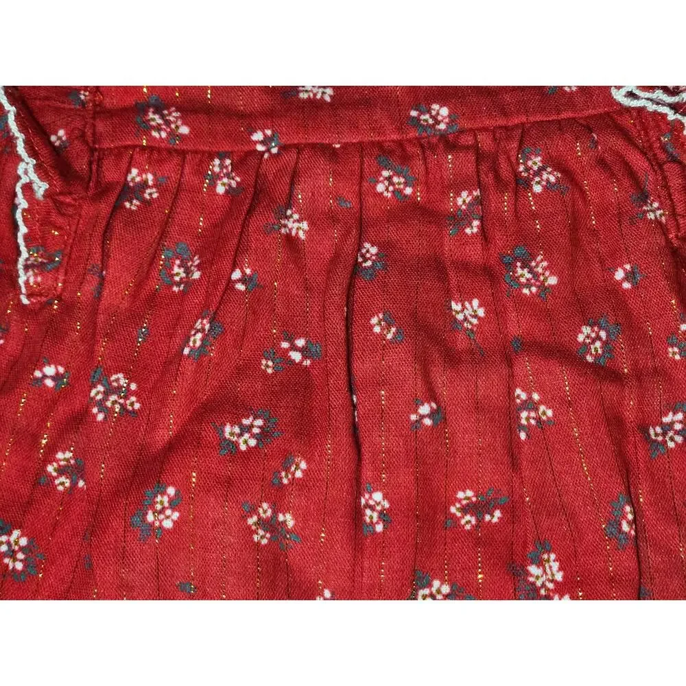 Cloud Island Baby Girls' Christmas Holiday Floral Romper, 0-3M, Red